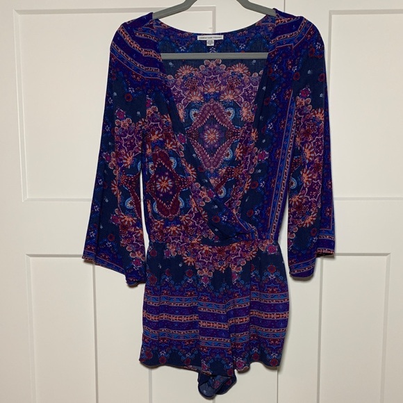 {American Eagle} Bohemian Floral Romper - Picture 1 of 3
